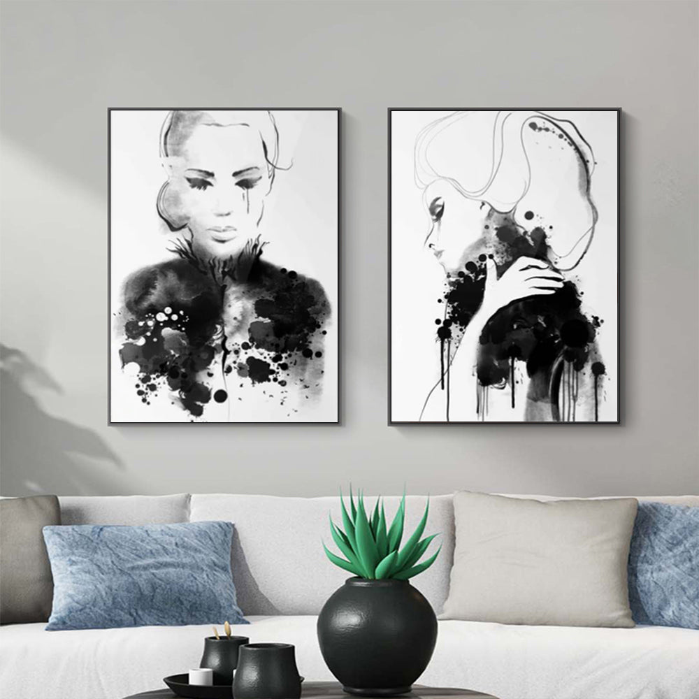 50cmx70cm Watercolor Sketch 2 Sets Black Frame Canvas Wall Art Tristar Online