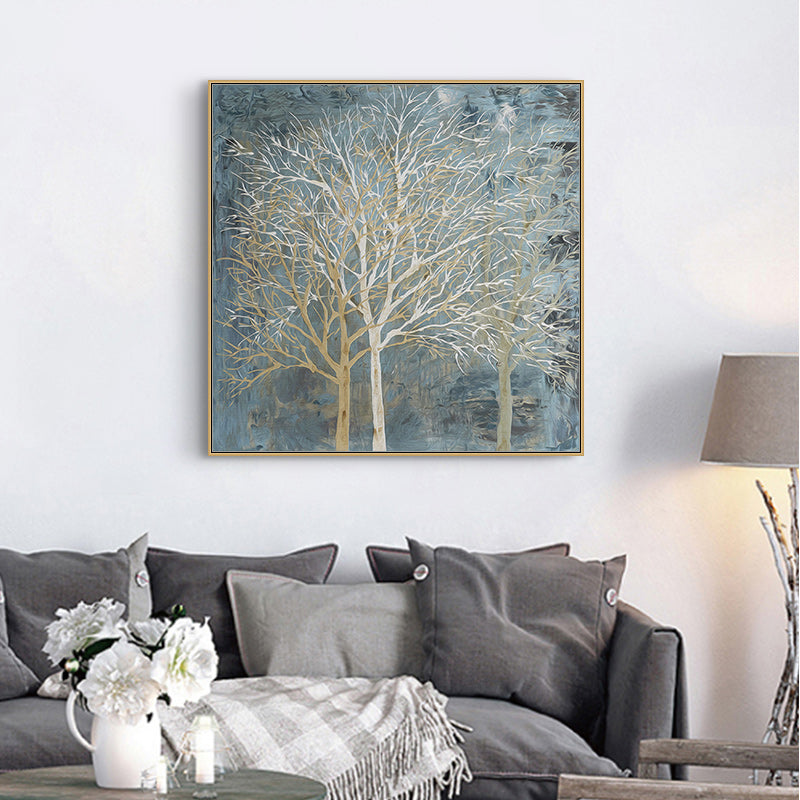 50cmx50cm Forest In The Twilight Trees Gold Frame Canvas Wall Art Tristar Online