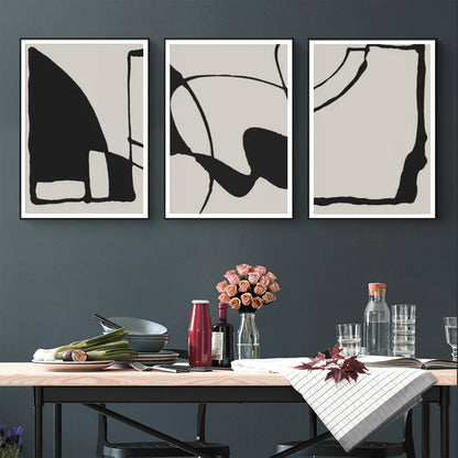 50cmx70cm Black Beige 3 Sets Black Frame Canvas Wall Art Tristar Online