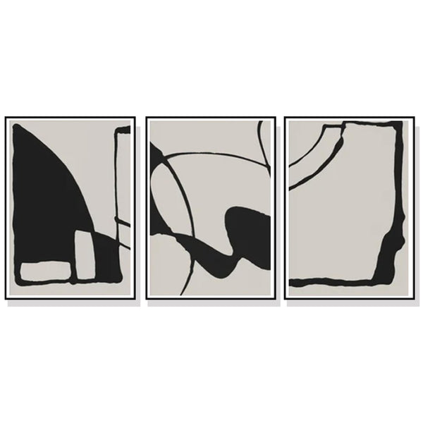60cmx90cm Black Beige 3 Sets Black Frame Canvas Wall Art Tristar Online