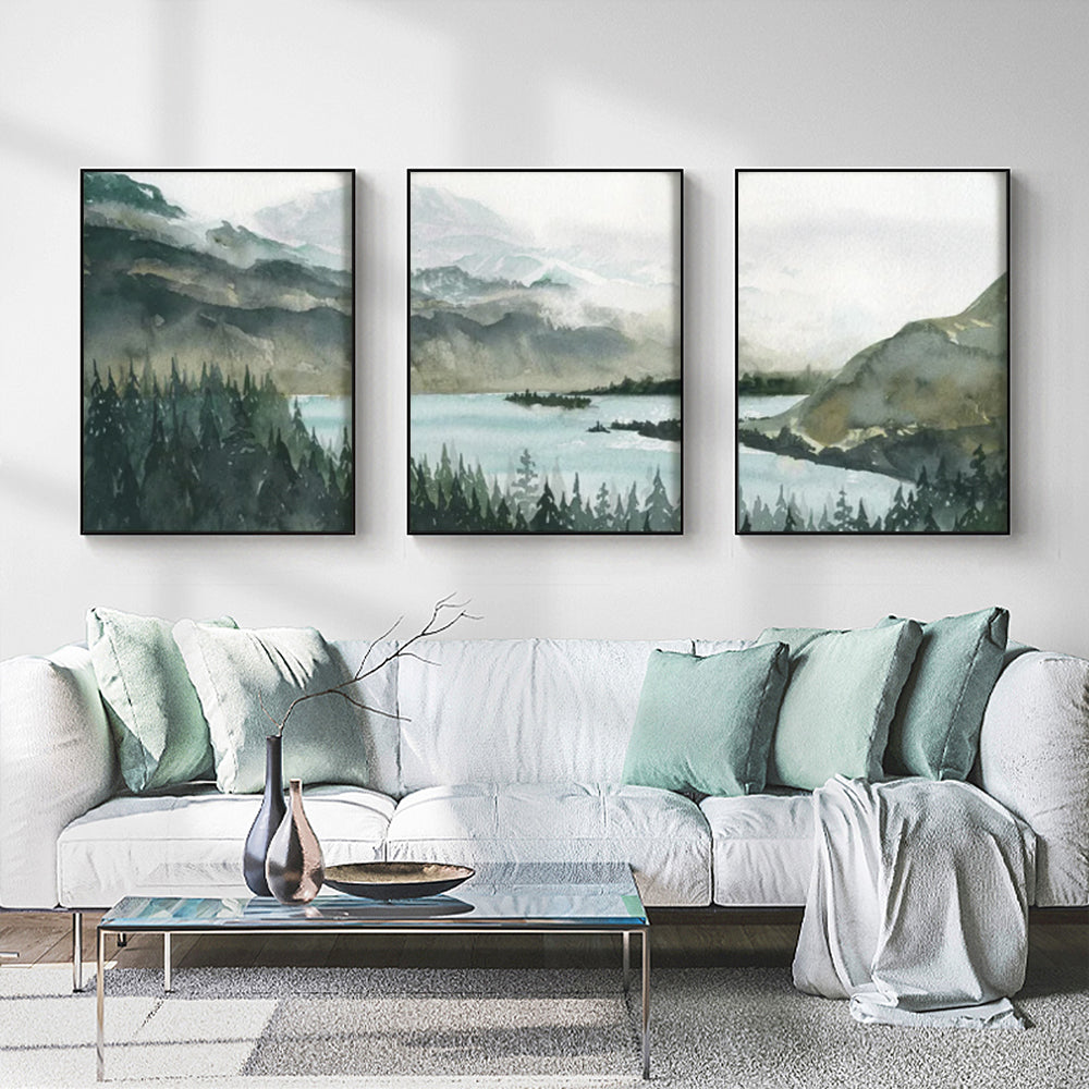 40cmx60cm Landscape 3 Sets Black Frame Canvas Wall Art Tristar Online