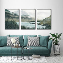 40cmx60cm Landscape 3 Sets Black Frame Canvas Wall Art Tristar Online