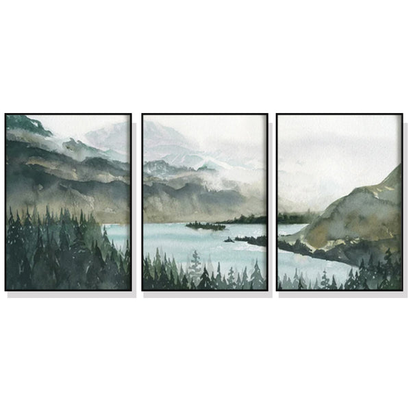 60cmx90cm Landscape 3 Sets Black Frame Canvas Wall Art Tristar Online