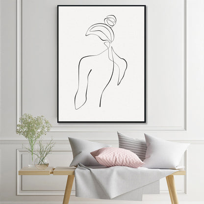 80cmx120cm Woman Back Line Art Black Frame Canvas Wall Art Tristar Online