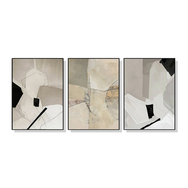 60cmx90cm Modern Abstract 3 Sets Black Frame Canvas Wall Art Tristar Online