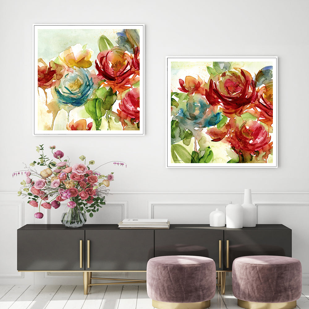 50cmx50cm Rosewater Garden By Carol Robinson 2 Sets White Frame Canvas Wall Art Tristar Online
