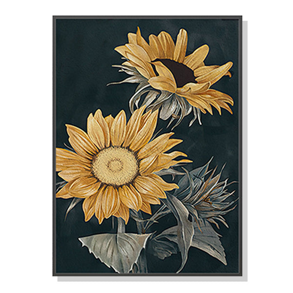 50cmx70cm Sunflowers Black Frame Canvas Wall Art Tristar Online