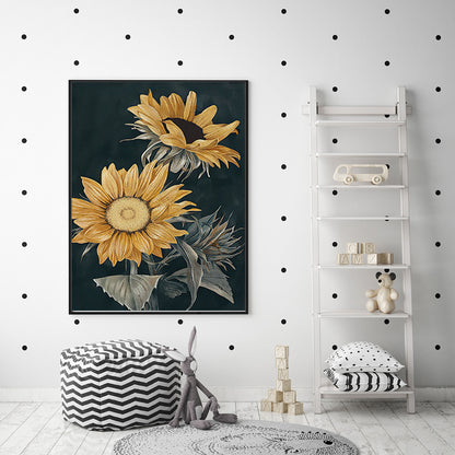 80cmx120cm Sunflowers Black Frame Canvas Wall Art Tristar Online