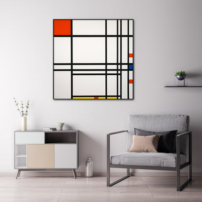 80cmx80cm Abstract Art By Piet Mondrian Black Frame Canvas Wall Art Tristar Online
