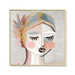 60cmx60cm Calm Girl Gold Frame Canvas Wall Art Tristar Online