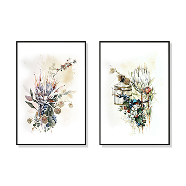 50cmx70cm Berries And Protea 2 Sets Black Frame Canvas Wall Art Tristar Online