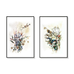 50cmx70cm Berries And Protea 2 Sets Black Frame Canvas Wall Art Tristar Online