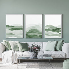 40cmx60cm Sage Green 3 Sets White Frame Canvas Wall Art Tristar Online