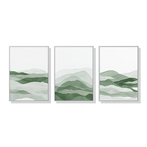 60cmx90cm Sage Green 3 Sets White Frame Canvas Wall Art Tristar Online