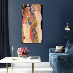 40cmx80cm Water Serpents By Gustav Klimt Gold Frame Canvas Wall Art Tristar Online