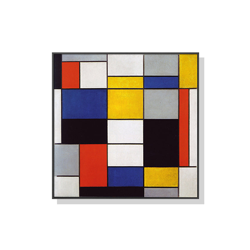 50cmx50cm Large Composition A By Piet Mondrian Black Frame Canvas Wall Art Tristar Online