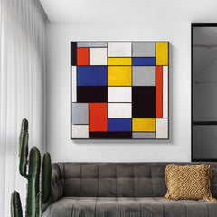 50cmx50cm Large Composition A By Piet Mondrian Black Frame Canvas Wall Art Tristar Online