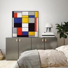 50cmx50cm Large Composition A By Piet Mondrian Black Frame Canvas Wall Art Tristar Online