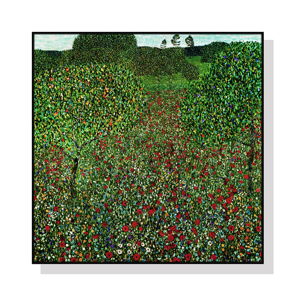 Wall Art 100cmx100cm Italian garden by Gustav Klimt Black Frame Canvas Tristar Online