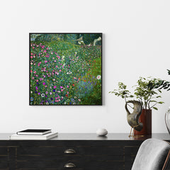 60cmx60cm Italian garden by Gustav Klimt Black Frame Canvas Wall Art Tristar Online