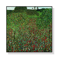 70cmx70cm Italian garden by Gustav Klimt Black Frame Canvas Wall Art Tristar Online