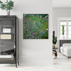 80cmx80cm Italian garden by Gustav Klimt Black Frame Canvas Wall Art Tristar Online