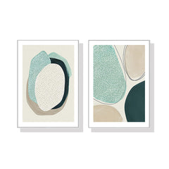 50cmx70cm Abstract Green Circle 2 Sets White Frame Canvas Wall Art Tristar Online