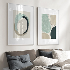 50cmx70cm Abstract Green Circle 2 Sets White Frame Canvas Wall Art Tristar Online