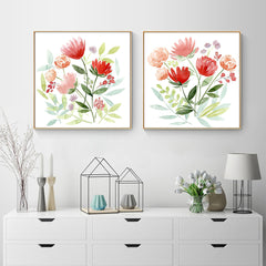 Wall Art 40cmx40cm Florals 2 Sets Gold Frame Canvas Tristar Online
