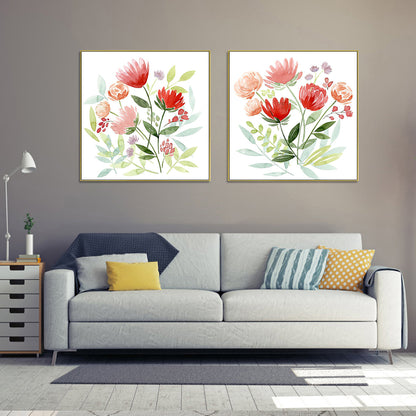 Wall Art 40cmx40cm Florals 2 Sets Gold Frame Canvas Tristar Online