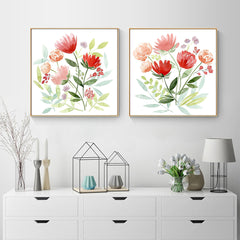 50cmx50cm Florals 2 Sets Gold Frame Canvas Wall Art Tristar Online