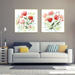 50cmx50cm Florals 2 Sets Gold Frame Canvas Wall Art Tristar Online