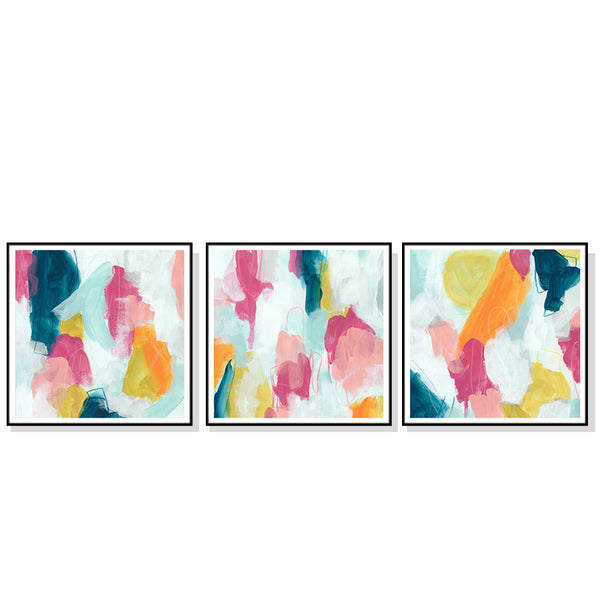 70cmx70cm Colourful 3 Sets Black Frame Canvas Wall Art Tristar Online