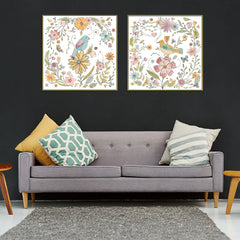 50cmx50cm Floral birds 2 Sets Gold Frame Canvas Wall Art Tristar Online