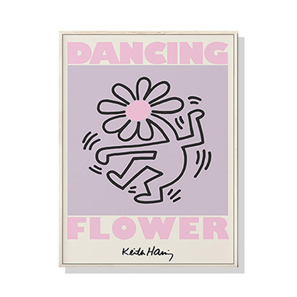 50cmx70cm Keith Haring Dancing Flower Wood Frame Canvas Wall Art Tristar Online