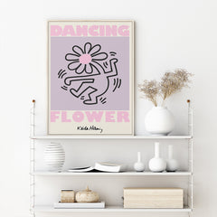 50cmx70cm Keith Haring Dancing Flower Wood Frame Canvas Wall Art Tristar Online