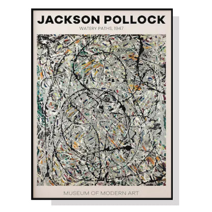Wall Art 90cmx135cm Jackson Pollock Exhibition III Black Frame Canvas Tristar Online