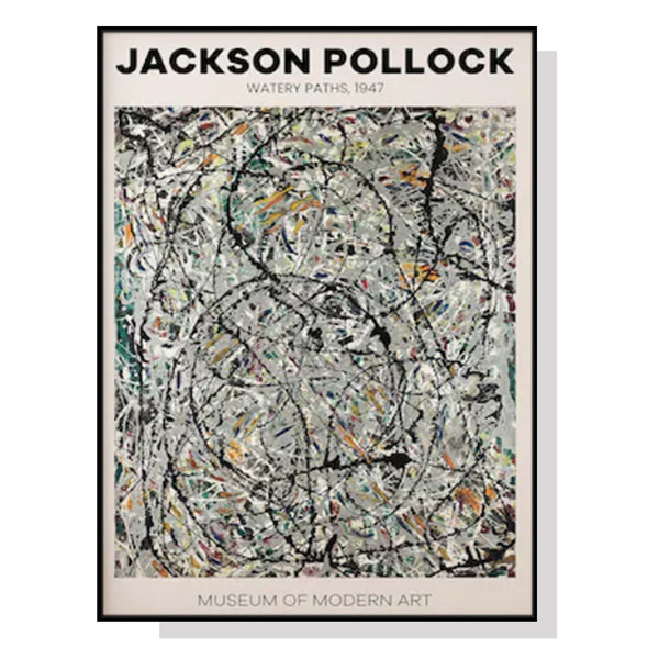 Wall Art 100cmx150cm Jackson Pollock Exhibition III Black Frame Canvas Tristar Online