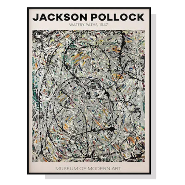 50cmx70cm Jackson Pollock Exhibition III Black Frame Canvas Wall Art Tristar Online