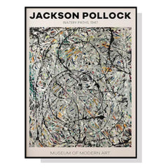 70cmx100cm Jackson Pollock Exhibition III Black Frame Canvas Wall Art Tristar Online