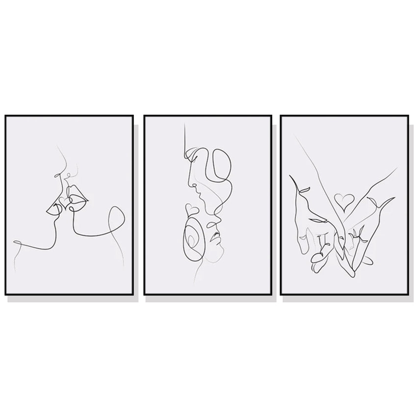 40cmx60cm Couples 3 Sets Black Frame Canvas Wall Art Tristar Online