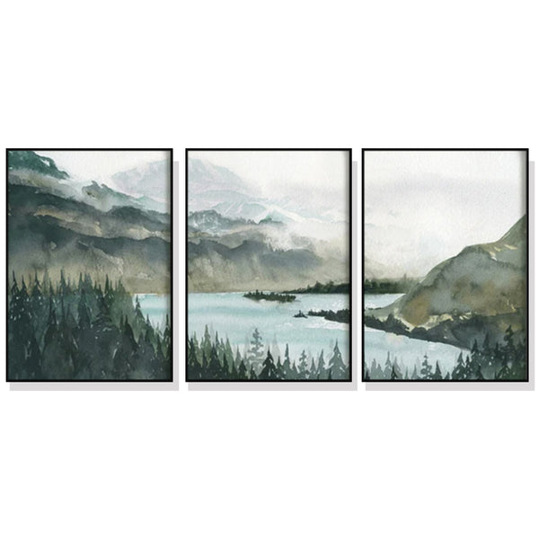 50cmx70cm Landscape 3 Sets Black Frame Canvas Wall Art Tristar Online