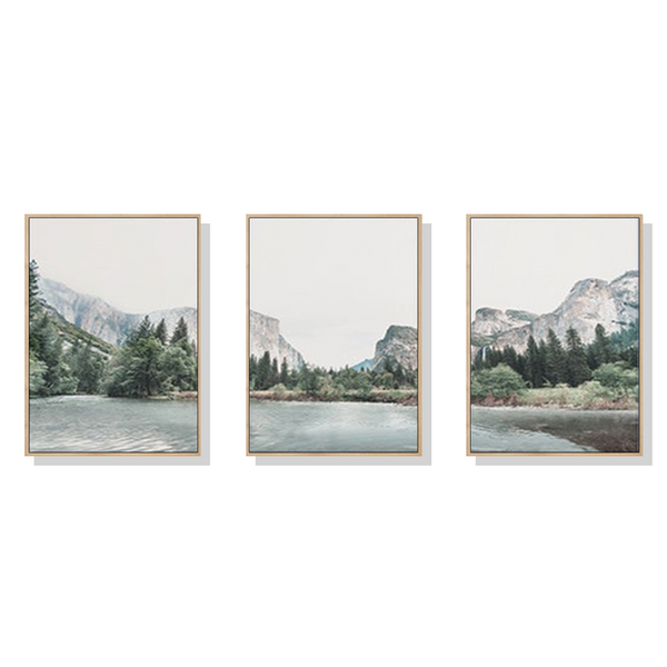 40cmx60cm Yosemite Valley National Park 3 Sets Wood Frame Canvas Wall Art Tristar Online