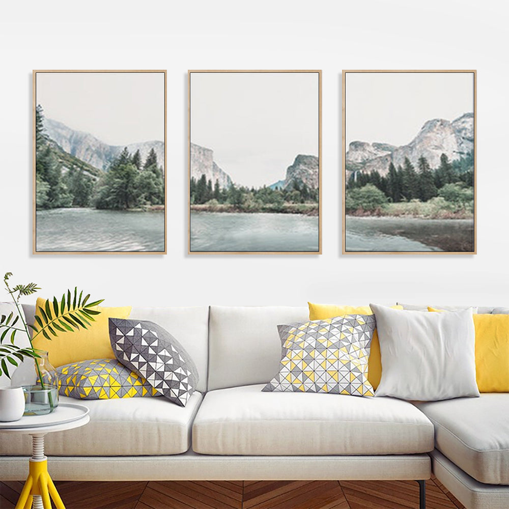 40cmx60cm Yosemite Valley National Park 3 Sets Wood Frame Canvas Wall Art Tristar Online