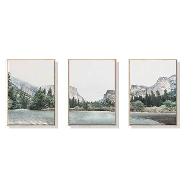 60cmx90cm Yosemite Valley National Park 3 Sets Wood Frame Canvas Wall Art Tristar Online