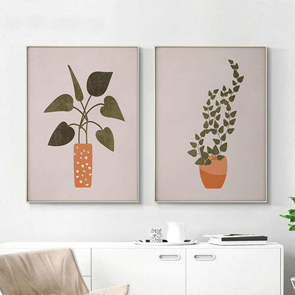 70cmx100cm Boho Botanical Art 2 Sets Gold Frame Canvas Wall Art Tristar Online