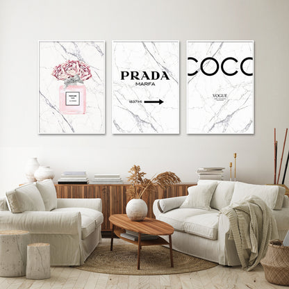 40cmx60cm Fashion Perfume 3 Sets White Frame Canvas Wall Art Tristar Online