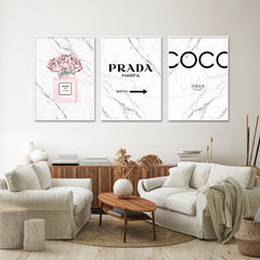 50cmx70cm Fashion Perfume 3 Sets White Frame Canvas Wall Art Tristar Online