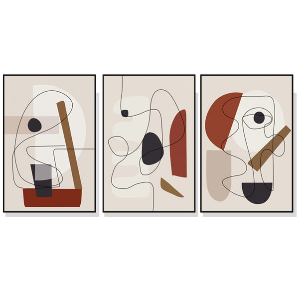 Wall Art 80cmx120cm Abstract Line Art By Picasso 3 Sets Black Frame Canvas Tristar Online