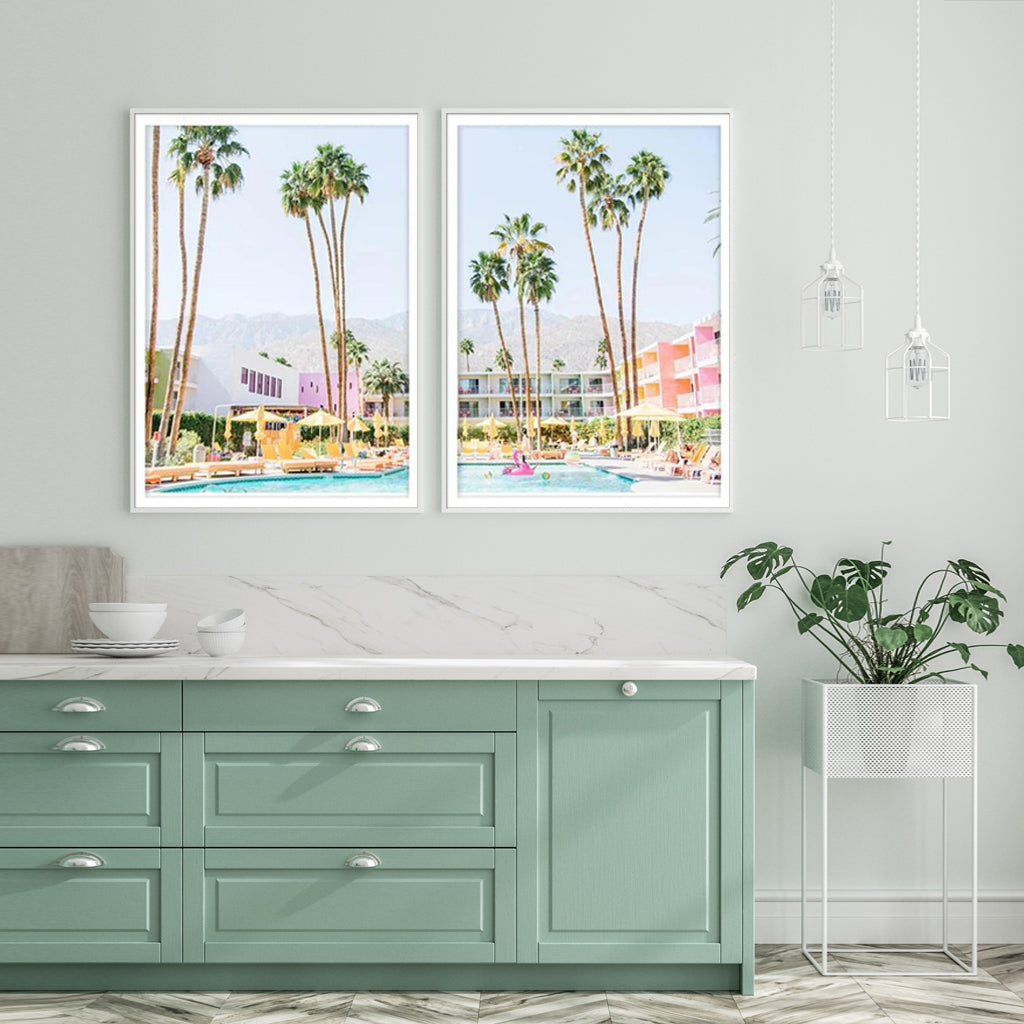 Wall Art 80cmx120cm Saguaro Hotel 2 Sets White Frame Canvas Tristar Online